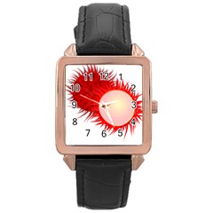 Rambutan Fruit Red Sweet Rose Gold Leather Watch 