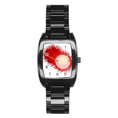 Rambutan Fruit Red Sweet Stainless Steel Barrel Watch by Mariart