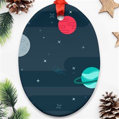 Space Pelanet Galaxy Comet Star Sky Blue Ornament (oval) by Mariart