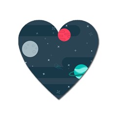 Space Pelanet Galaxy Comet Star Sky Blue Heart Magnet