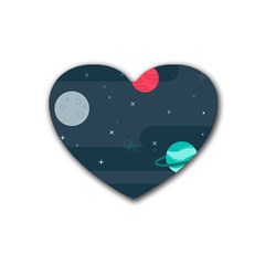 Space Pelanet Galaxy Comet Star Sky Blue Rubber Coaster (heart) 