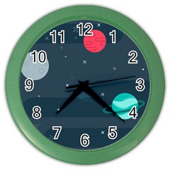 Space Pelanet Galaxy Comet Star Sky Blue Color Wall Clocks by Mariart