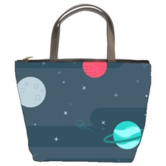 Space Pelanet Galaxy Comet Star Sky Blue Bucket Bags by Mariart