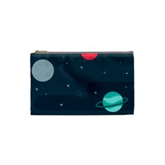 Space Pelanet Galaxy Comet Star Sky Blue Cosmetic Bag (small) 