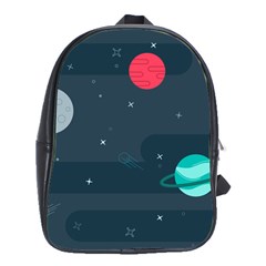 Space Pelanet Galaxy Comet Star Sky Blue School Bag (large) by Mariart