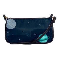 Space Pelanet Galaxy Comet Star Sky Blue Shoulder Clutch Bags