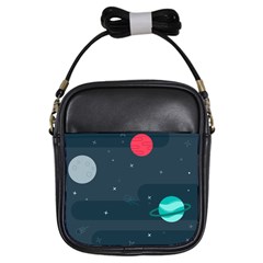 Space Pelanet Galaxy Comet Star Sky Blue Girls Sling Bags by Mariart