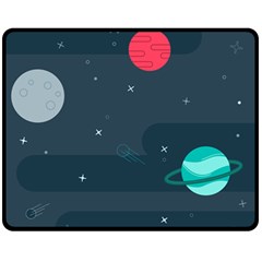 Space Pelanet Galaxy Comet Star Sky Blue Fleece Blanket (medium)  by Mariart