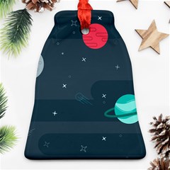 Space Pelanet Galaxy Comet Star Sky Blue Ornament (bell) by Mariart