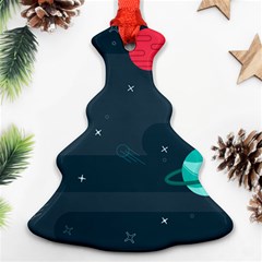 Space Pelanet Galaxy Comet Star Sky Blue Christmas Tree Ornament (two Sides)