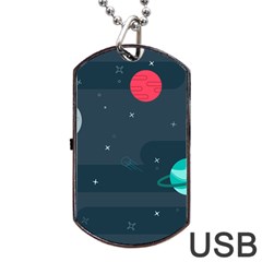 Space Pelanet Galaxy Comet Star Sky Blue Dog Tag Usb Flash (one Side) by Mariart