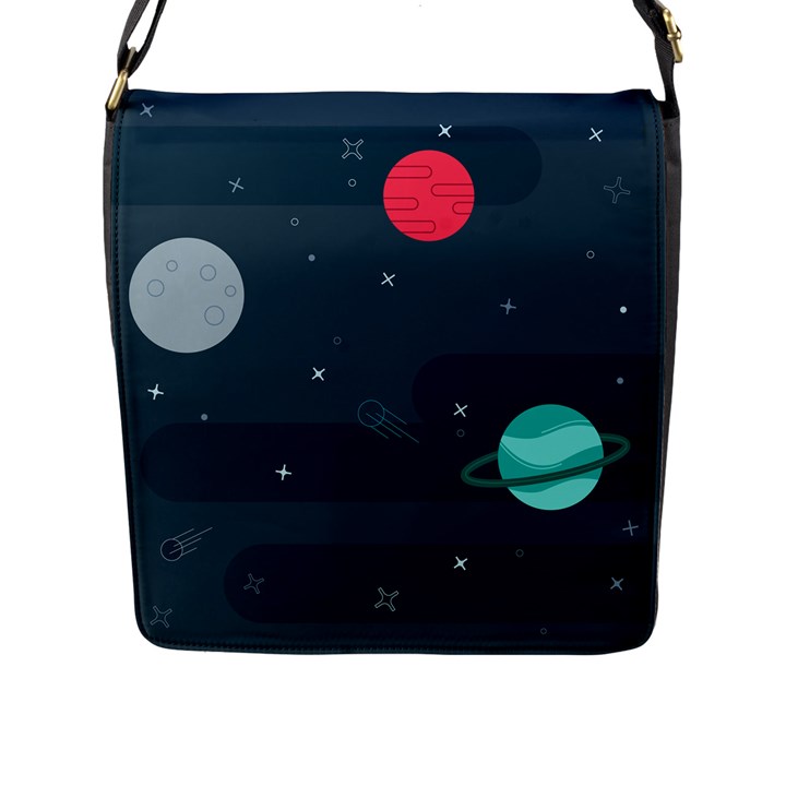 Space Pelanet Galaxy Comet Star Sky Blue Flap Messenger Bag (L) 