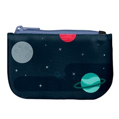 Space Pelanet Galaxy Comet Star Sky Blue Large Coin Purse by Mariart