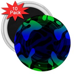 Spectrum Sputnik Space Blue Green 3  Magnets (10 Pack) 