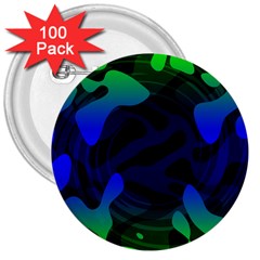 Spectrum Sputnik Space Blue Green 3  Buttons (100 Pack)  by Mariart