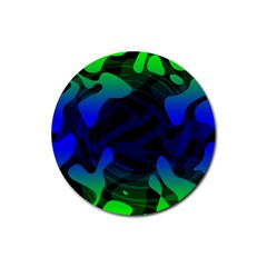 Spectrum Sputnik Space Blue Green Rubber Round Coaster (4 Pack)  by Mariart