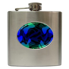 Spectrum Sputnik Space Blue Green Hip Flask (6 Oz) by Mariart