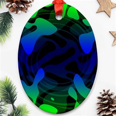 Spectrum Sputnik Space Blue Green Oval Ornament (two Sides) by Mariart