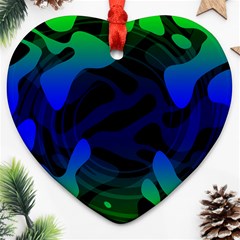 Spectrum Sputnik Space Blue Green Heart Ornament (two Sides)