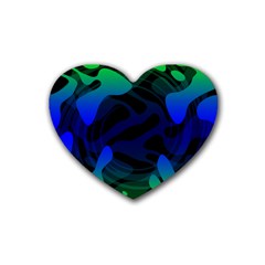 Spectrum Sputnik Space Blue Green Rubber Coaster (heart)  by Mariart