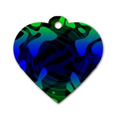 Spectrum Sputnik Space Blue Green Dog Tag Heart (one Side)