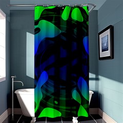 Spectrum Sputnik Space Blue Green Shower Curtain 36  X 72  (stall)  by Mariart