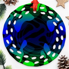 Spectrum Sputnik Space Blue Green Round Filigree Ornament (two Sides)