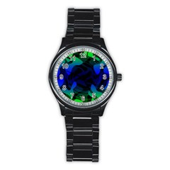 Spectrum Sputnik Space Blue Green Stainless Steel Round Watch by Mariart