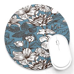 Star Flower Grey Blue Beauty Sexy Round Mousepads by Mariart