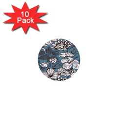 Star Flower Grey Blue Beauty Sexy 1  Mini Buttons (10 Pack) 