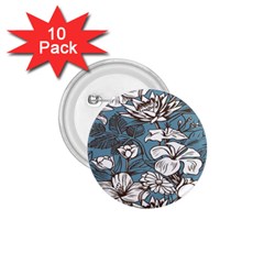 Star Flower Grey Blue Beauty Sexy 1 75  Buttons (10 Pack)