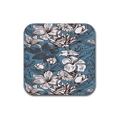 Star Flower Grey Blue Beauty Sexy Rubber Coaster (square)  by Mariart