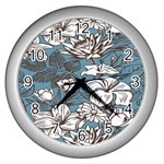 Star Flower Grey Blue Beauty Sexy Wall Clocks (Silver)  Front