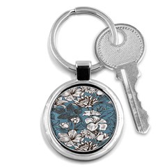 Star Flower Grey Blue Beauty Sexy Key Chains (round) 