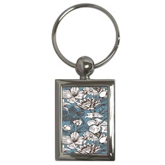 Star Flower Grey Blue Beauty Sexy Key Chains (rectangle) 