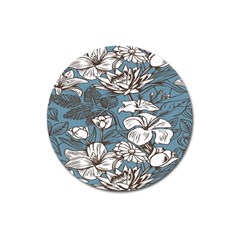 Star Flower Grey Blue Beauty Sexy Magnet 3  (round)