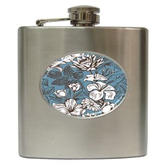 Star Flower Grey Blue Beauty Sexy Hip Flask (6 Oz) by Mariart