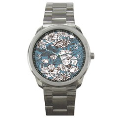 Star Flower Grey Blue Beauty Sexy Sport Metal Watch