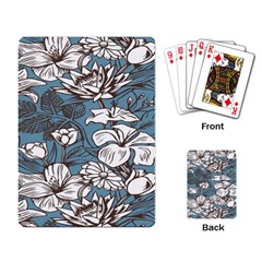 Star Flower Grey Blue Beauty Sexy Playing Card by Mariart