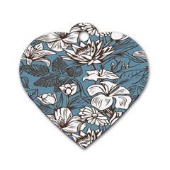 Star Flower Grey Blue Beauty Sexy Dog Tag Heart (one Side) by Mariart