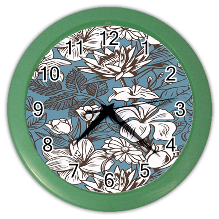 Star Flower Grey Blue Beauty Sexy Color Wall Clocks