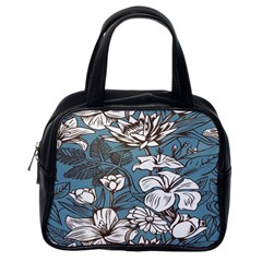 Star Flower Grey Blue Beauty Sexy Classic Handbags (one Side) by Mariart