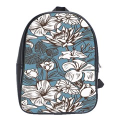 Star Flower Grey Blue Beauty Sexy School Bag (large) by Mariart