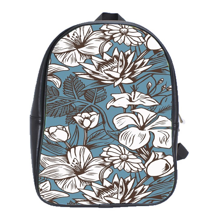 Star Flower Grey Blue Beauty Sexy School Bag (Large)