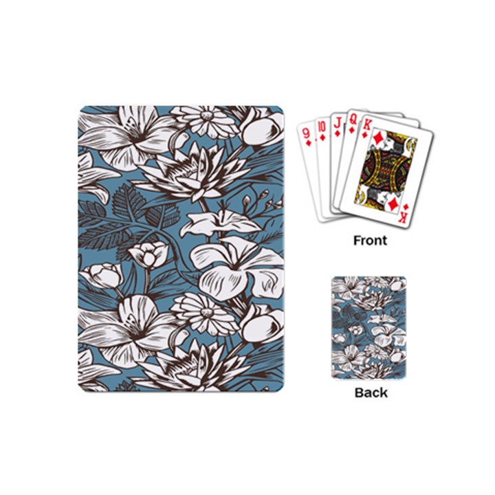 Star Flower Grey Blue Beauty Sexy Playing Cards (Mini) 