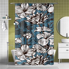 Star Flower Grey Blue Beauty Sexy Shower Curtain 48  X 72  (small)  by Mariart