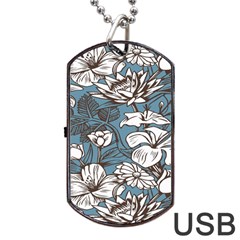 Star Flower Grey Blue Beauty Sexy Dog Tag Usb Flash (one Side)