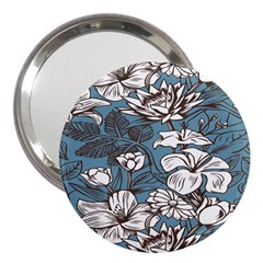 Star Flower Grey Blue Beauty Sexy 3  Handbag Mirrors