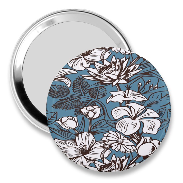 Star Flower Grey Blue Beauty Sexy 3  Handbag Mirrors