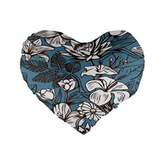 Star Flower Grey Blue Beauty Sexy Standard 16  Premium Heart Shape Cushions by Mariart